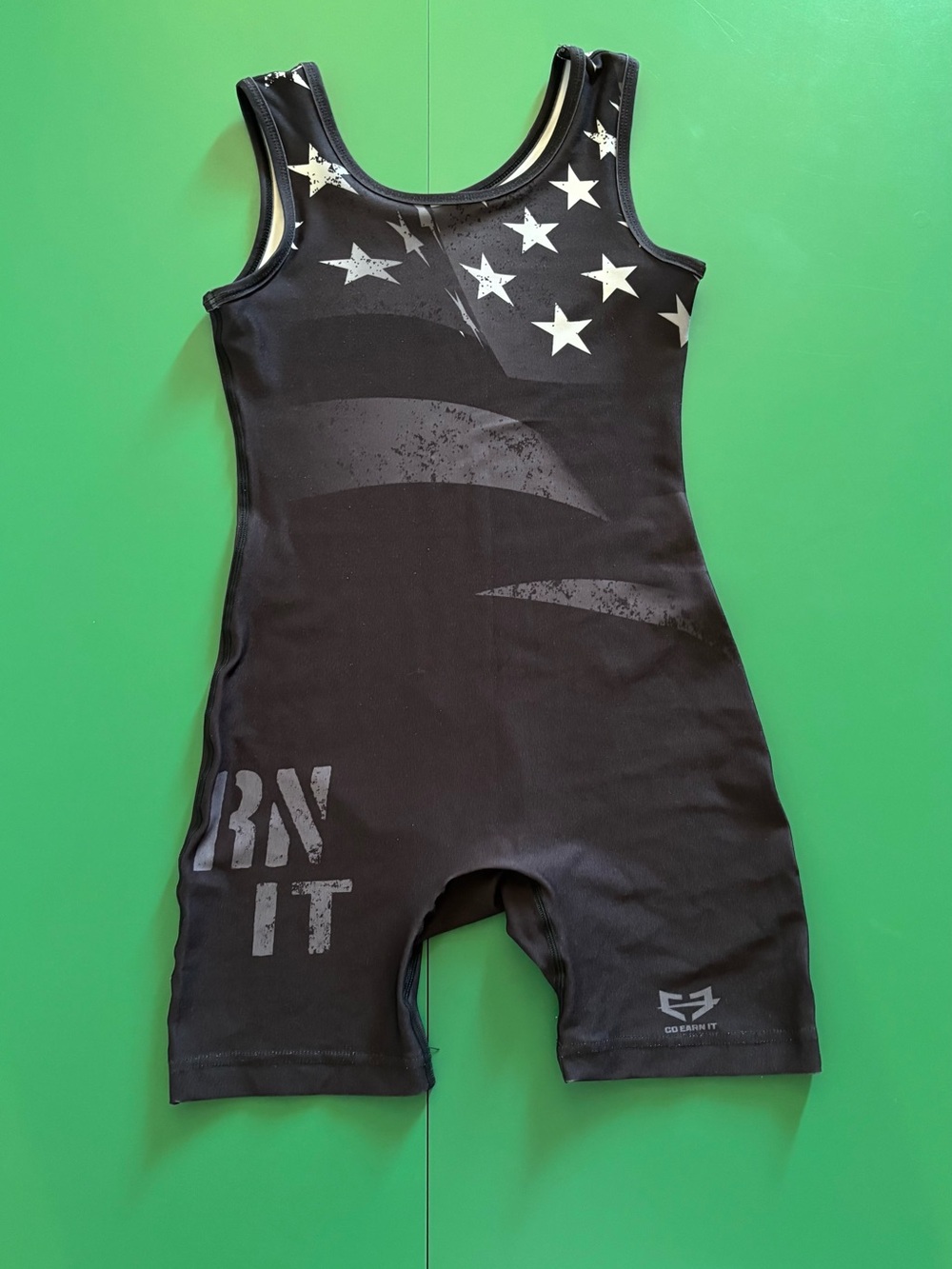 Go Earn It Size XS Women Athletic Singlet Black Flag